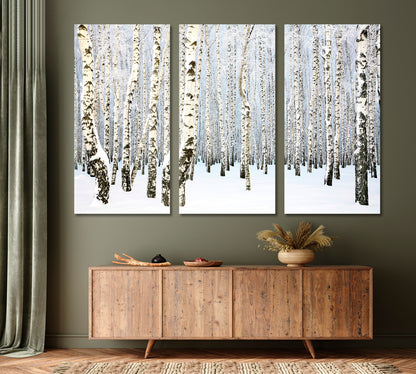 Russian Winter Birch Trees Forest Nature Wall Canvas Print Artesty   