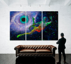 Deep Space Galaxy in Eye Shape Celestial Home Canvas Décor Artesty 3 panels 36" x 24" 