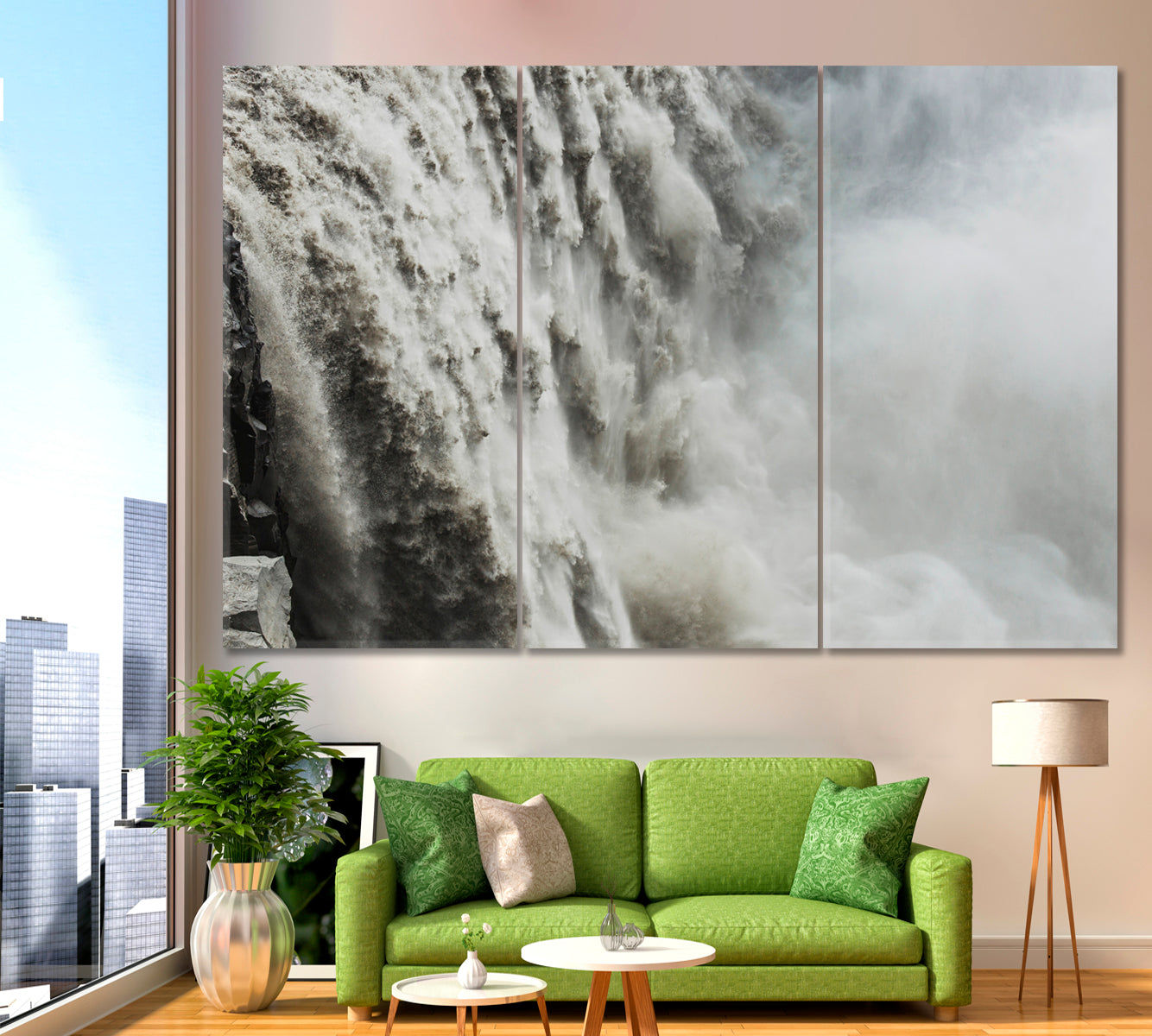 Breathtaking Dramatic Powerful Dettifoss Waterfall Iceland Close-up Flowing Water Stream Canvas Print Scenery Landscape Fine Art Print Artesty   