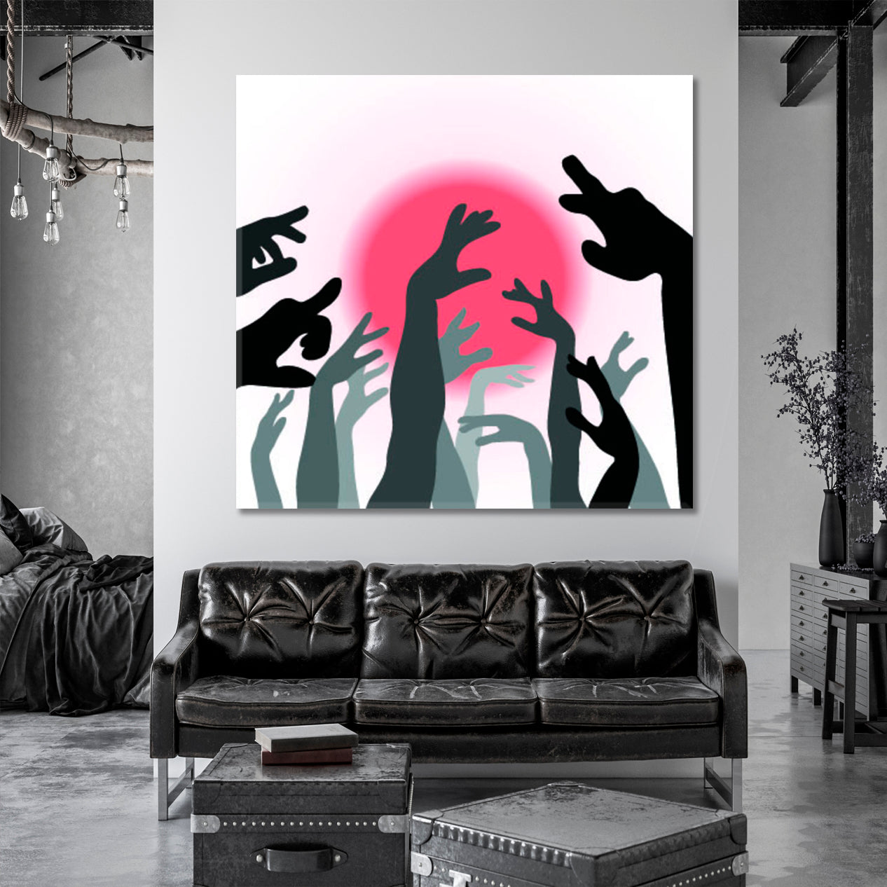 HANDS UP Hands and Sun Silhouette Poster Posters, Flags Giclee Print Artesty   