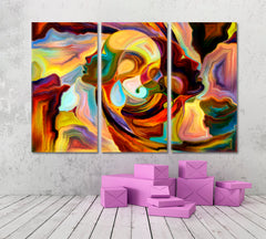 VORTEX MIND Contemporary Abstract Colorful Patterns Contemporary Art Artesty 3 panels 36" x 24" 