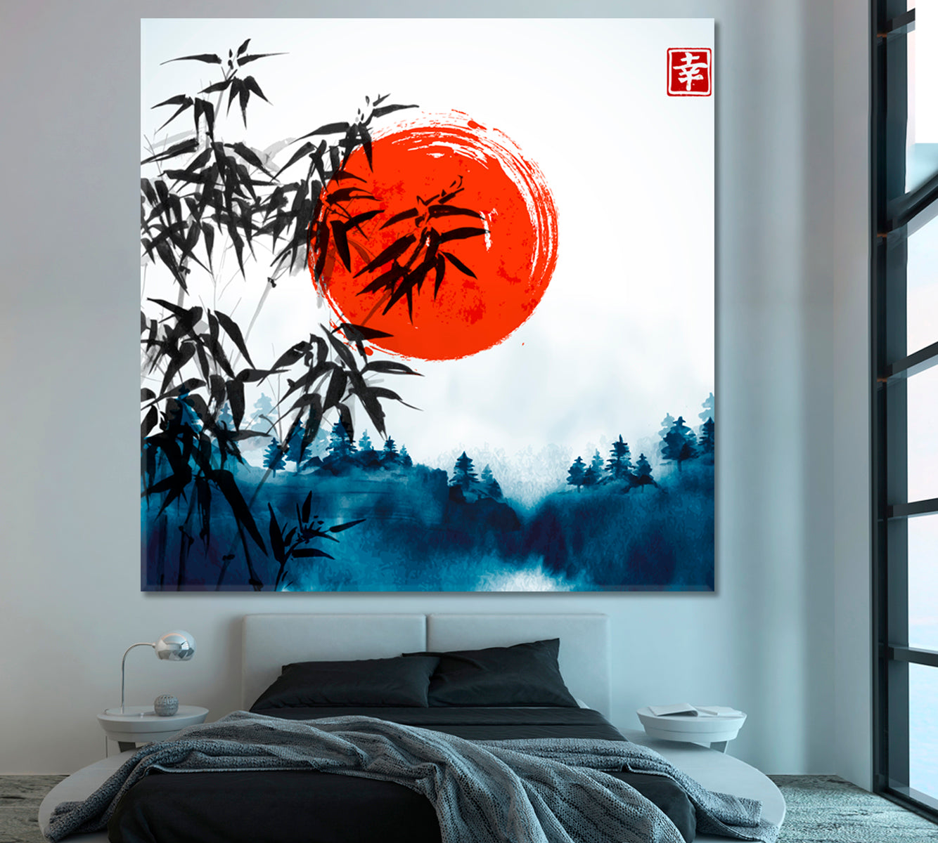 ART FOR LUCK Bamboo Trees Misty Forest Oriental Ink Japanese Style | S Asian Style Canvas Print Wall Art Artesty   