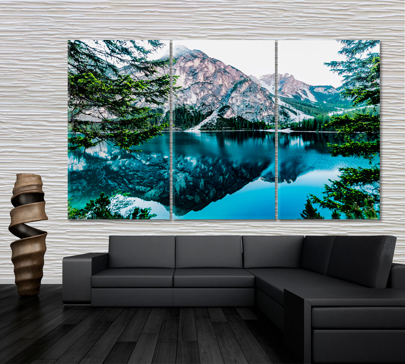 Mountain Trees and Iconic Moraine Lake Banff National Park Nature Wall Canvas Print Artesty 3 panels 36" x 24" 