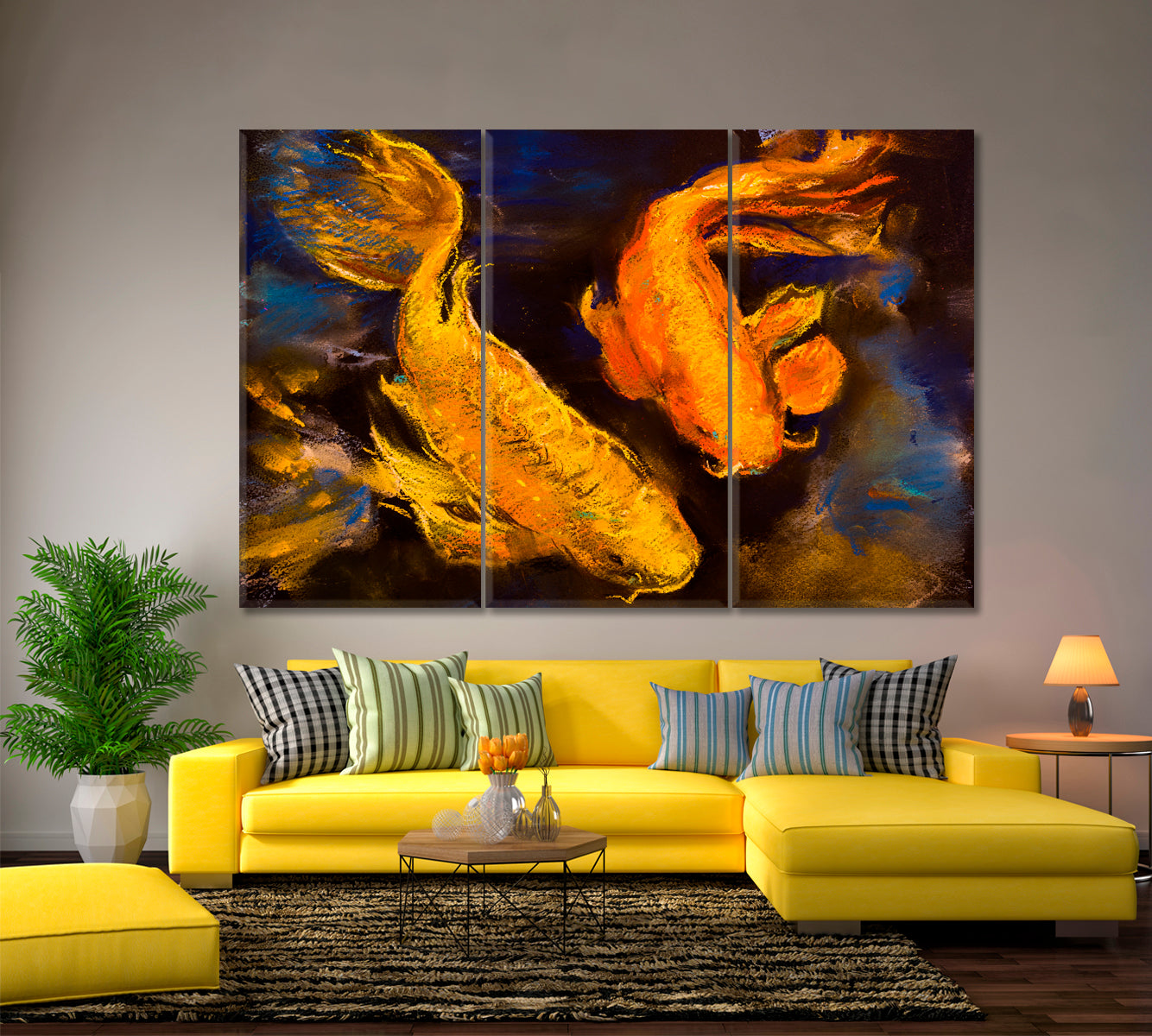 Koi Carp Beautiful Koi Fish Pastel Modern Art Canvas Print Fine Art Artesty   