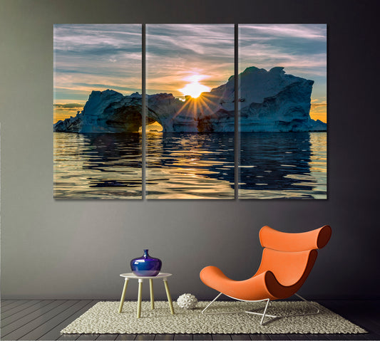 Greenland Huge Iceberg Famous Landmarks Artwork Print Artesty 3 panels 36" x 24" 