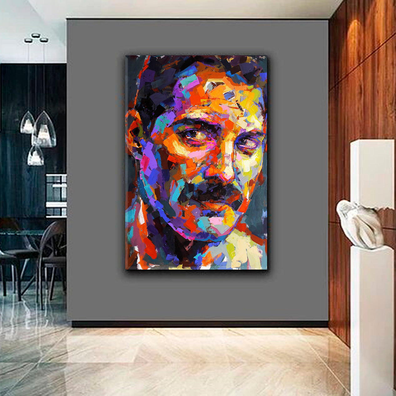 FREDDIE  Freddie Mercury Abstract Portrait Fine Art  - Vertical 1 panel Celebs Canvas Print Artesty 1 Panel 16"x24" 