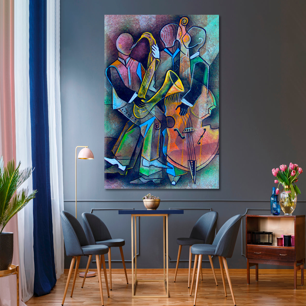 JAZZ BAND Musicians Cubism Picasso Style Artistic Abstract Music Wall Panels Artesty   