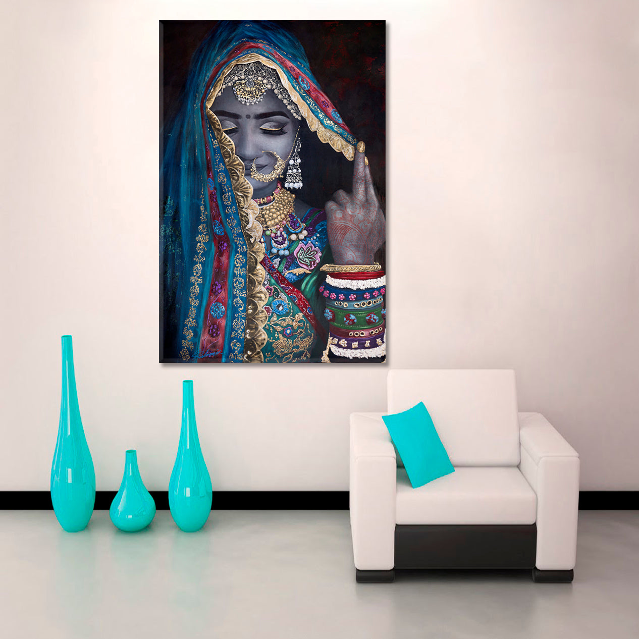 BRIDE | Indian Bridal Look Beautiful Woman Canvas Print - Vertical People Portrait Wall Hangings Artesty   