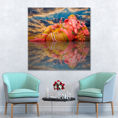 Pink Ganesha Ganesh Hindu God Religious Modern Art Artesty   