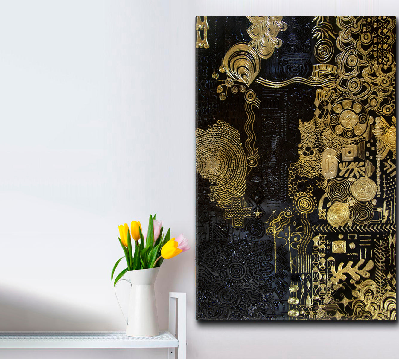 BLACK AND GOLD Abstract Modern Contemporary Art Artesty   
