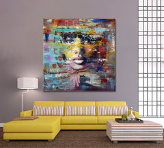 MISS VALERY Abstract Art Grunge Street Art Style Canvas Print - Square Contemporary Art Artesty   
