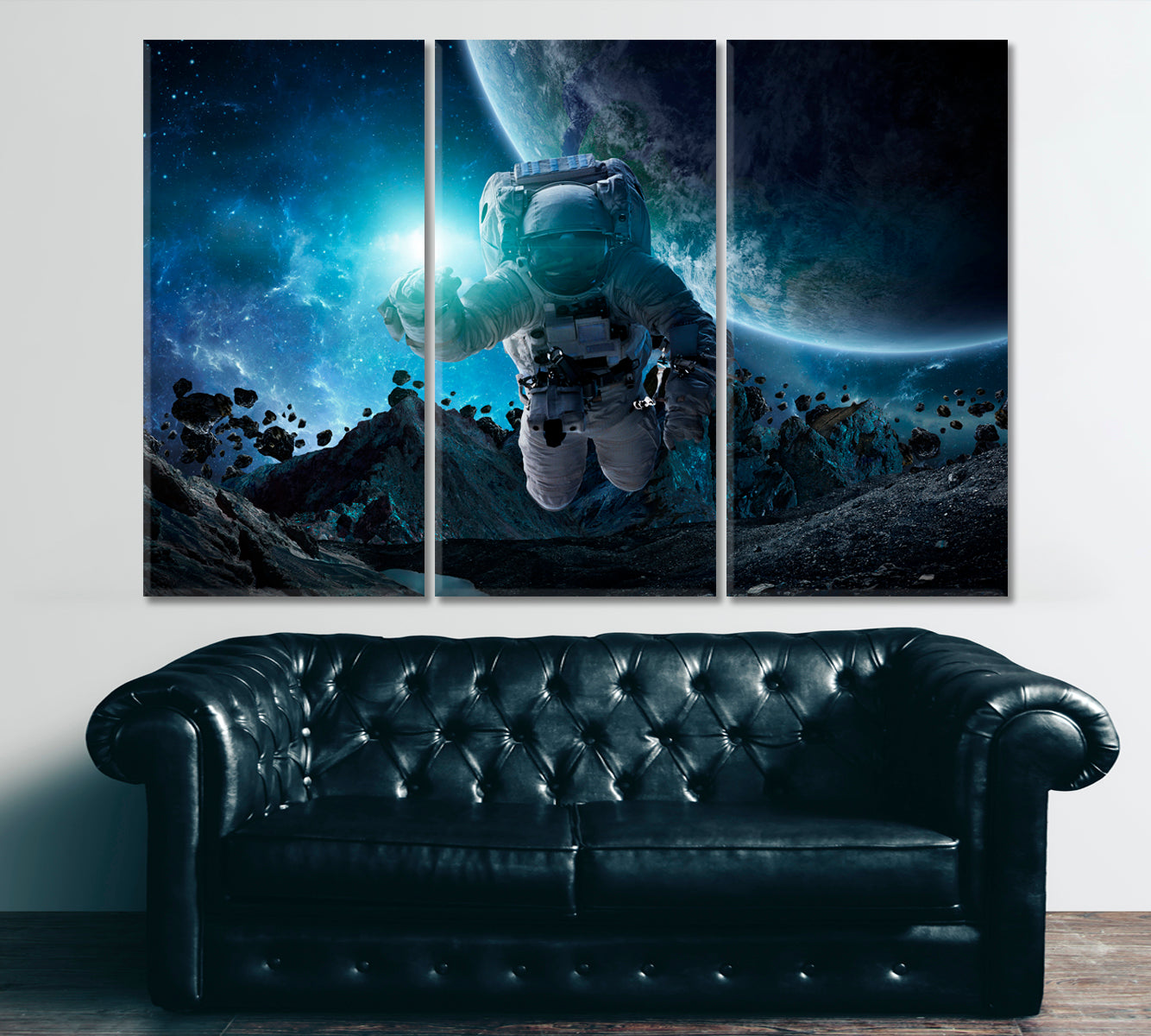 Cosmos Astronaut Space Planets NASA Photography Art Celestial Home Canvas Décor Artesty 3 panels 36" x 24" 