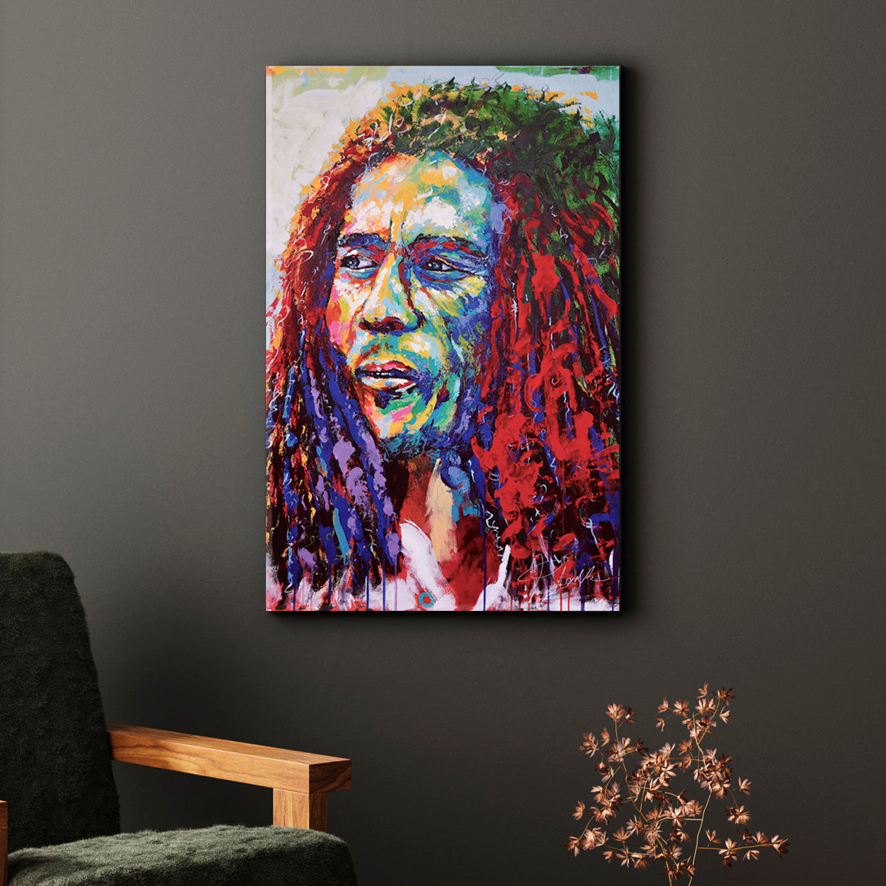 Bob Marley Jamaican Musician Celebrities Vivid Trendy Canvas Print - Vertical Celebs Canvas Print Artesty   