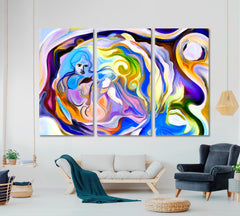 Human and Geometric Forms Collection Metaphorical Abstraction Contemporary Art Artesty 3 panels 36" x 24" 