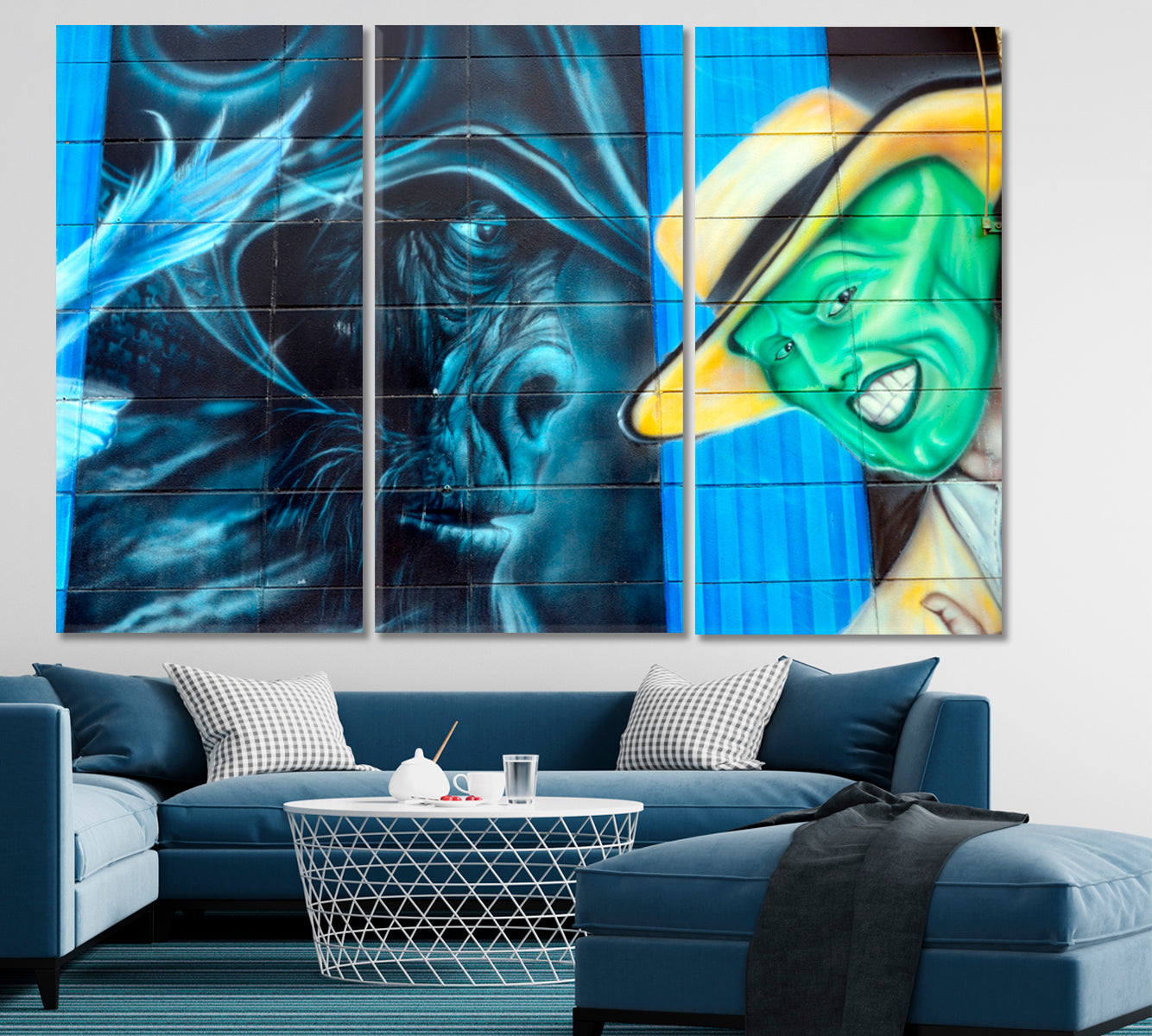 MASK and Apes Planet TV characters Wall Graffiti Street Art Canvas Print Street Art Canvas Print Artesty 3 panels 36" x 24" 