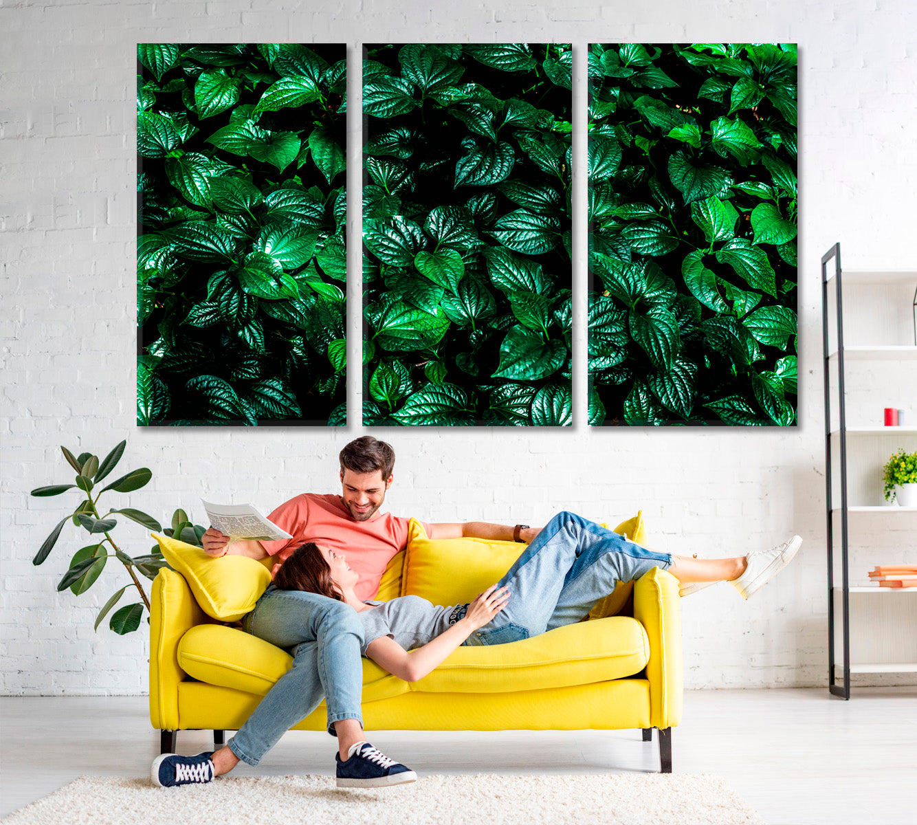 GREEN HOME Natural Tropical Leaf Floral & Botanical Split Art Artesty   