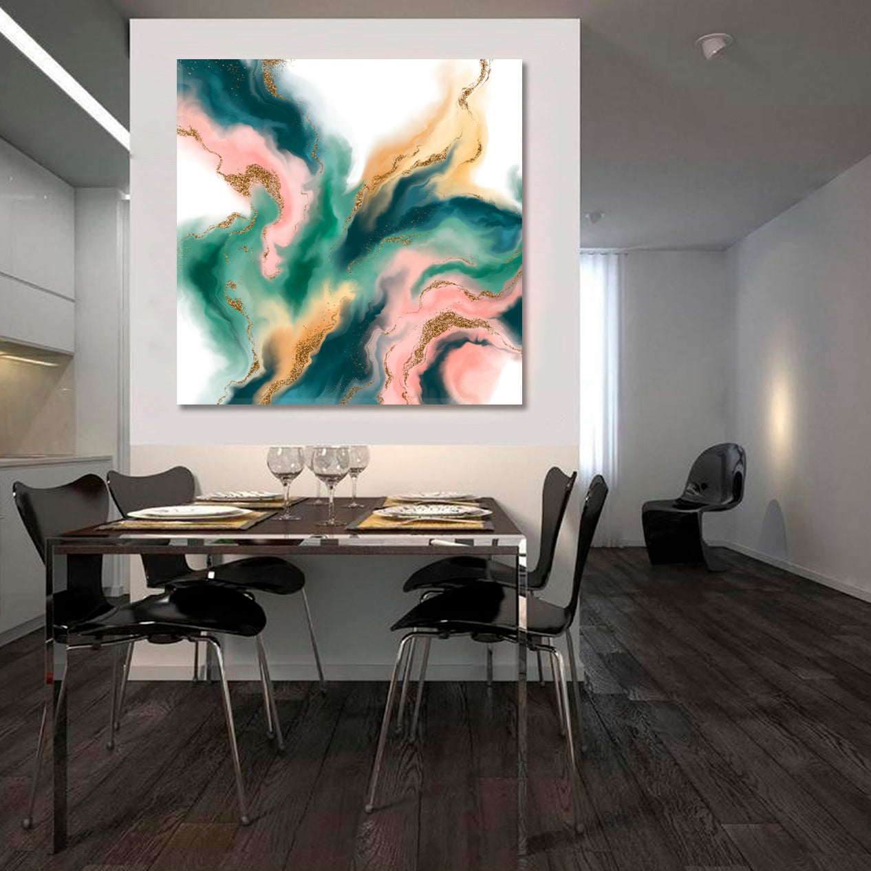 Marble Beautiful Trendy Art Intricate Eesthetically Mesmerizing - Square Fluid Art, Oriental Marbling Canvas Print Artesty   