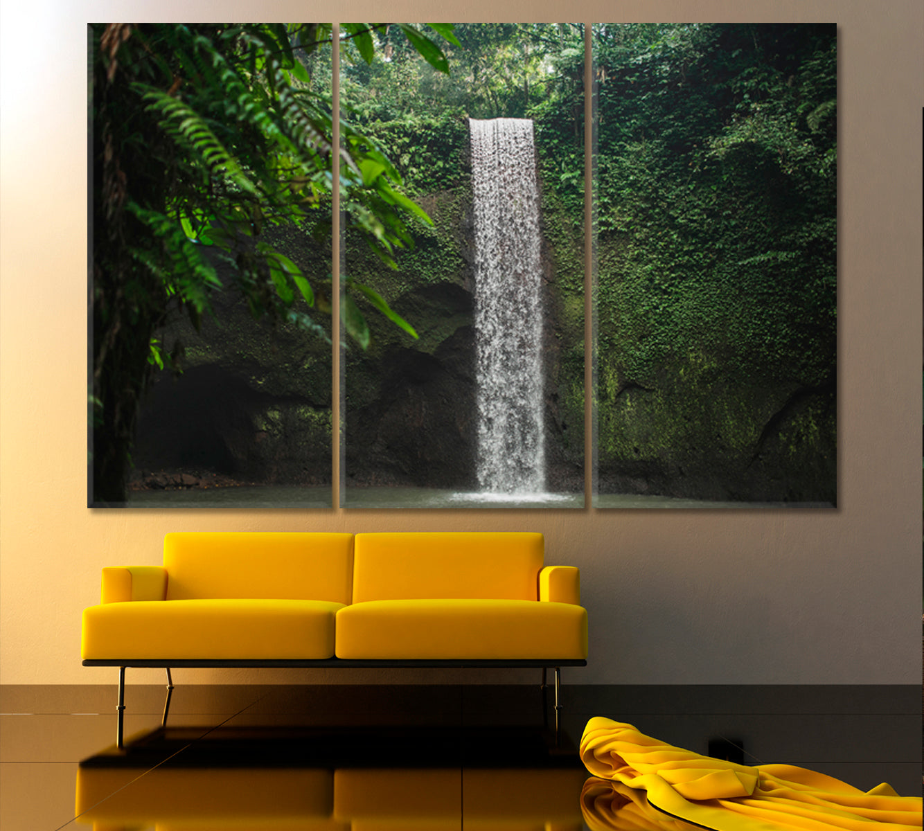 WILDLIFE Green Lush Jungle Rainforest Waterfall Nature Nature Wall Canvas Print Artesty   