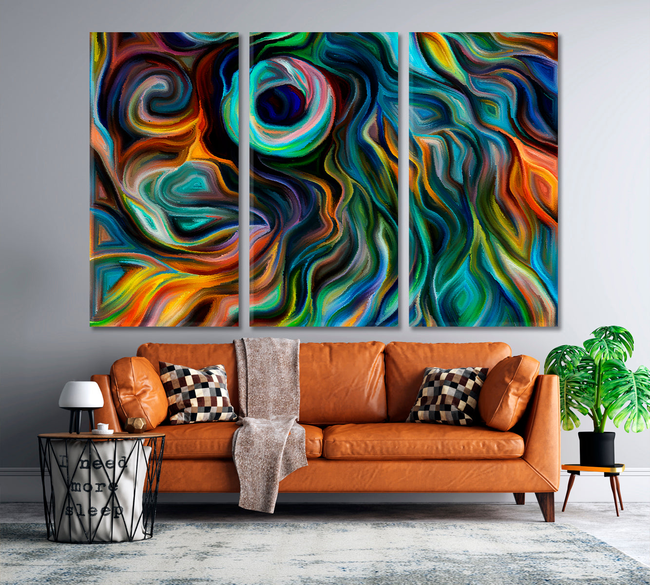 CONTEMPORARY ART Evil Eye Protection and Abstract Lines Contemporary Art Artesty 3 panels 36" x 24" 