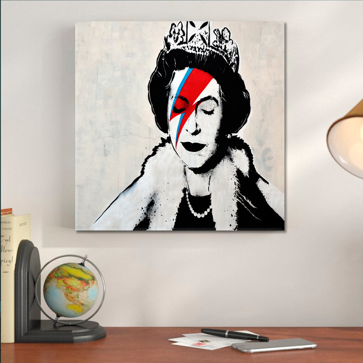 INSPIRED BY BANKSY Queen, Best Street Art Graffiti Bristol UK Canvas Print - Square Street Art Canvas Print Artesty 1 Panel 12"x12" 