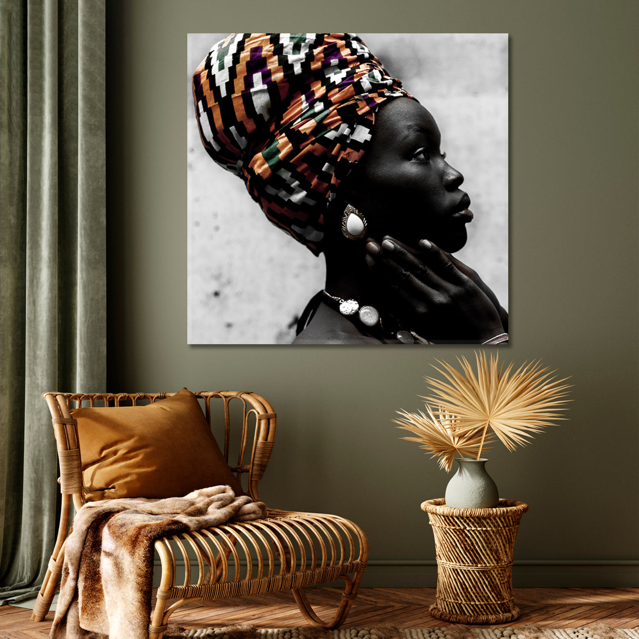 Afro Beauty Beautiful Black Woman African Style Canvas Print Artesty   