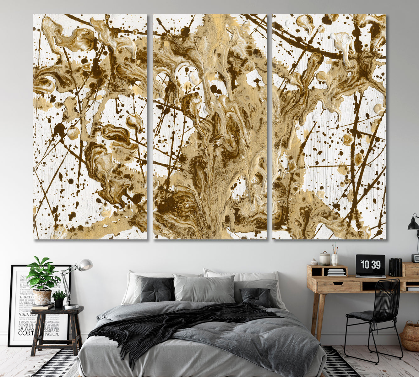DRIPPING Abstract Expressionism Drip Painting Style Abstract Art Print Artesty 3 panels 36" x 24" 