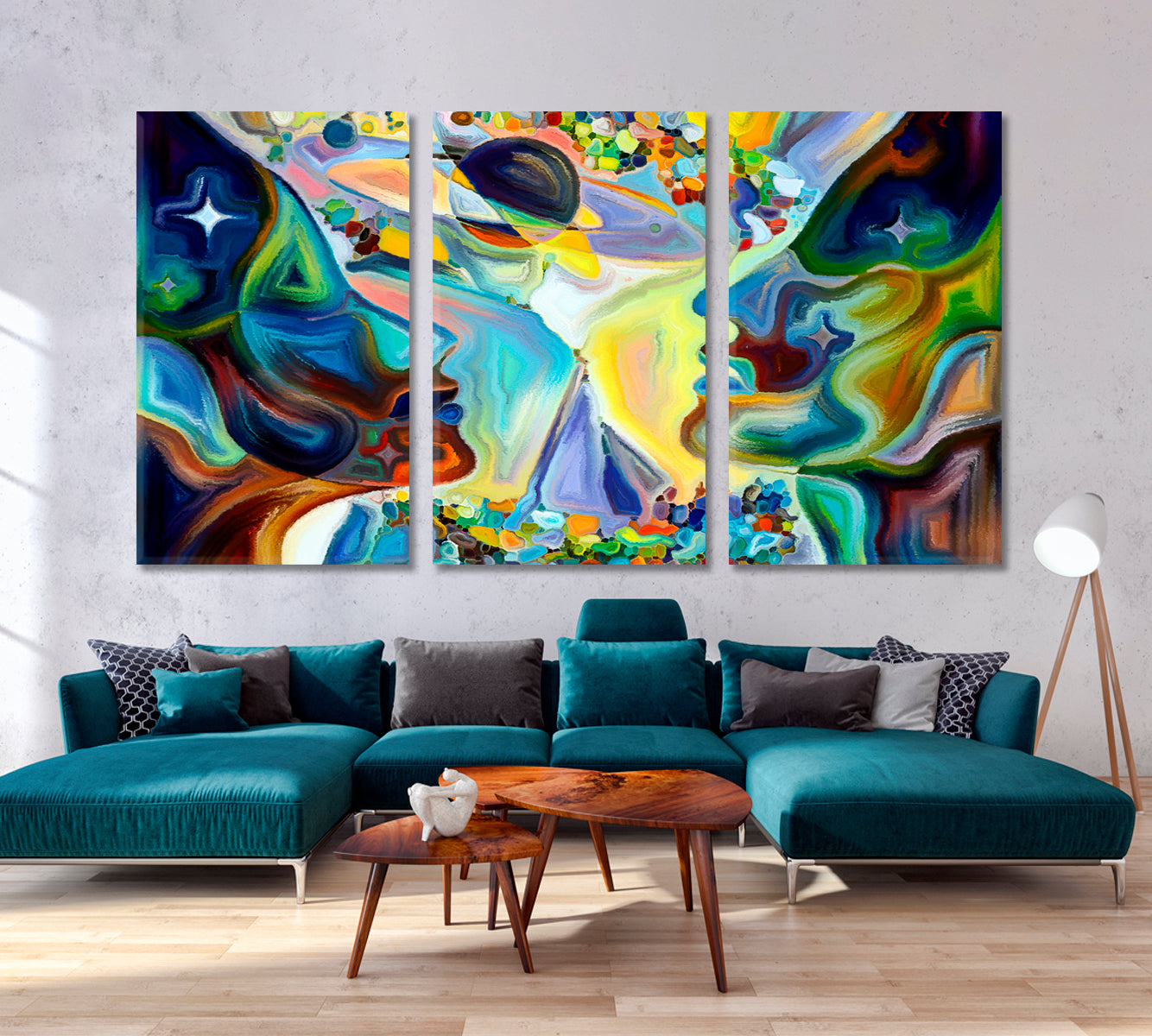 Love is Life Celestial Home Canvas Décor Artesty 3 panels 36" x 24" 