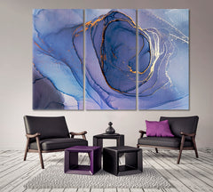 Fluid Modern Marble Alcohol Ink Colors Translucent Fluid Art, Oriental Marbling Canvas Print Artesty 3 panels 36" x 24" 