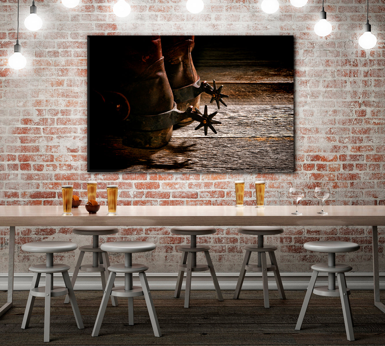 WILD WEST Retro Cowboy Western Riding Spurs Vintage Style Canvas Print Vintage Affordable Canvas Print Artesty   