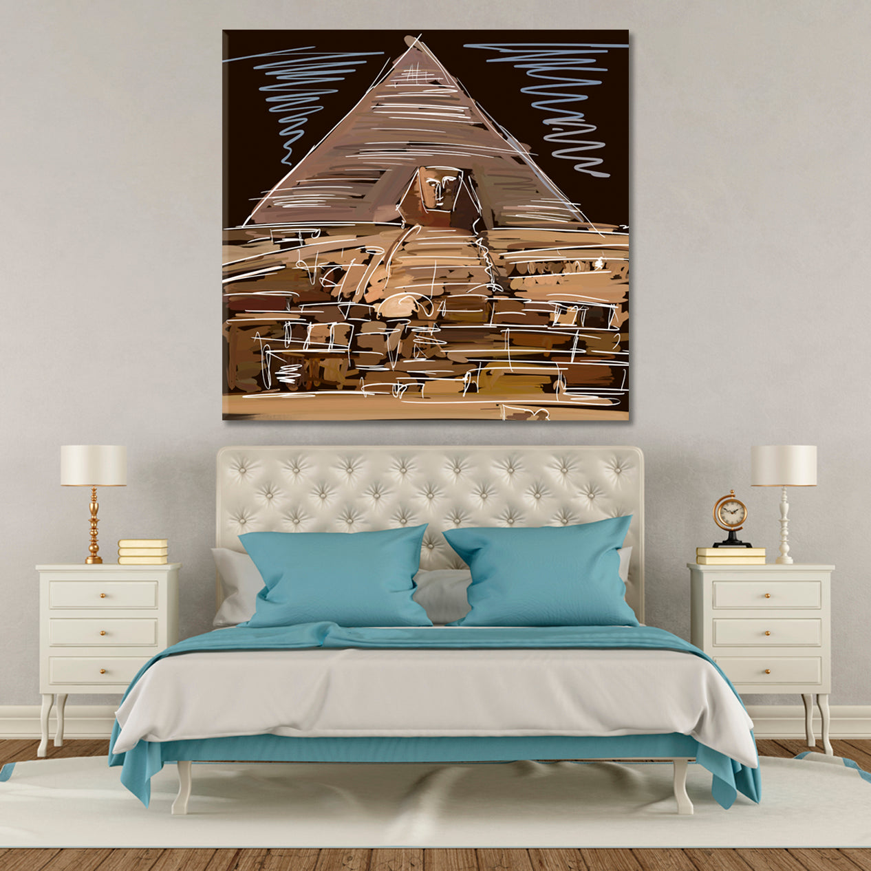 Modern Abstract Style Pyramids Sphinx Egypt Contemporary Art Artesty   
