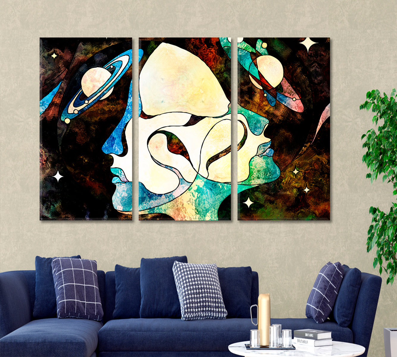 Life Unity Celestial Home Canvas Décor Artesty 3 panels 36" x 24" 