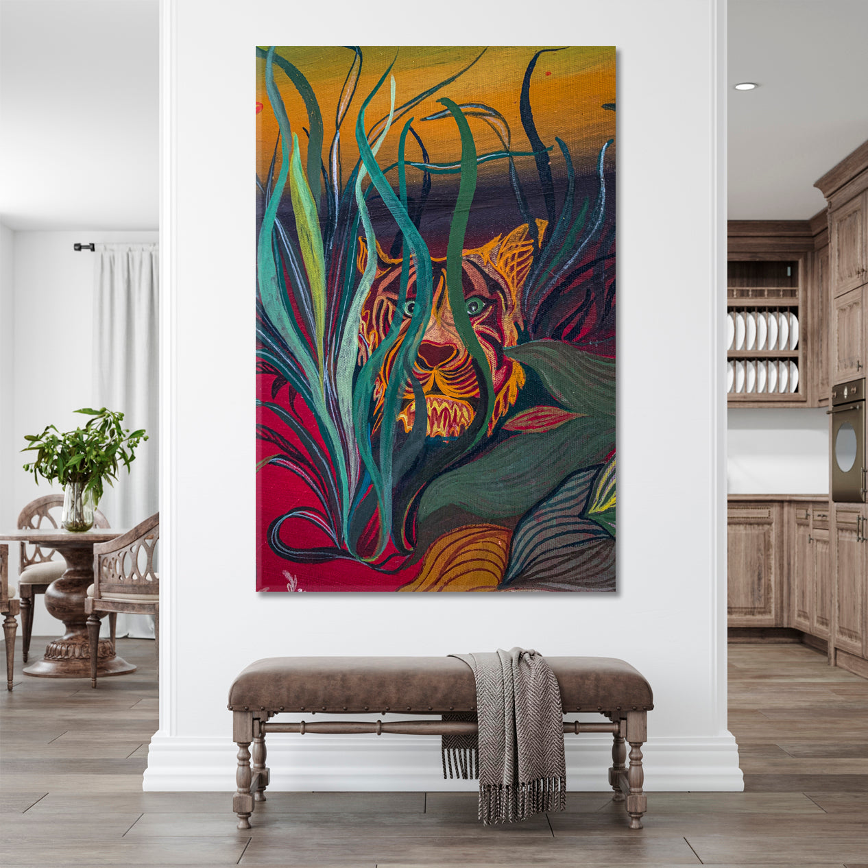 AFRICAN JUNGLE Tigress Rainforest Lianas Abstract Vivid Fine Art Fine Art Artesty 1 Panel 16"x24" 
