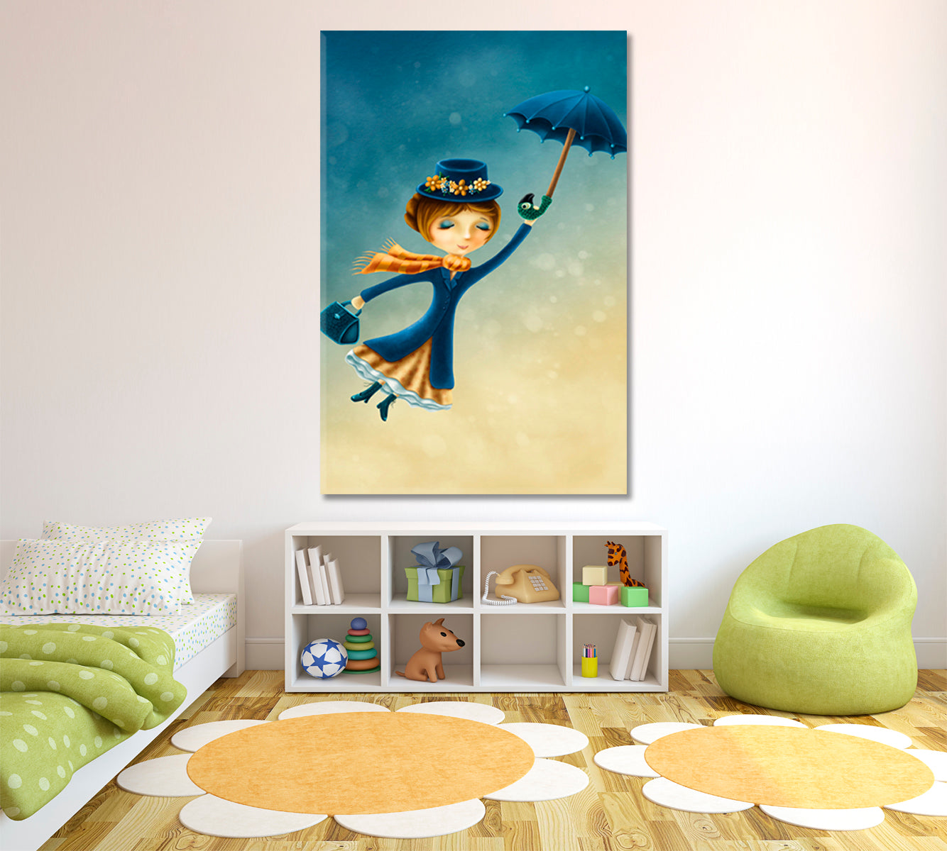 Mary Poppins Returns Fantasy Kids Room Concept Canvas Print - Vertical Kids Room Canvas Art Print Artesty   