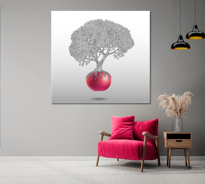 Old Tree Red Apple Artwork Pos Artesty   