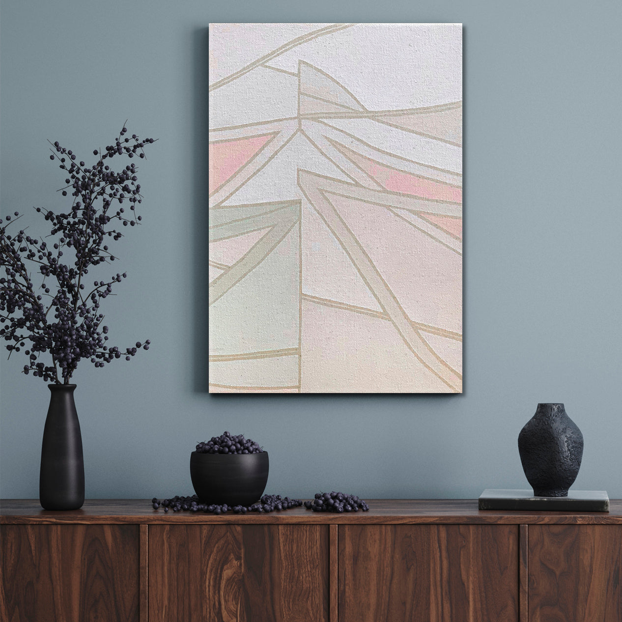 SOFT TENDER PASTEL Vertex Geometric Tangle of Lines Forms Color Fields Abstract Art Print Artesty   