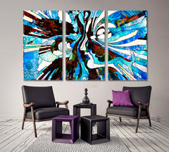 Play of Colors Stained Glass Pattern Abstract Art Print Artesty 3 panels 36" x 24" 