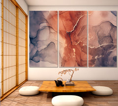 Modern contemporary Fluid Fluid Art, Oriental Marbling Canvas Print Artesty 3 panels 36" x 24" 