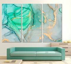 Modern Marble Fluid Abstract Fluid Art, Oriental Marbling Canvas Print Artesty 3 panels 36" x 24" 