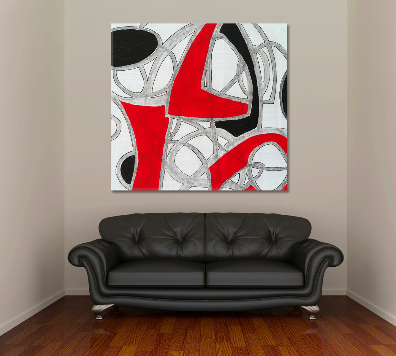 Black Red White Abstract Geometric Modern Minimalism Abstract Art Print Artesty   