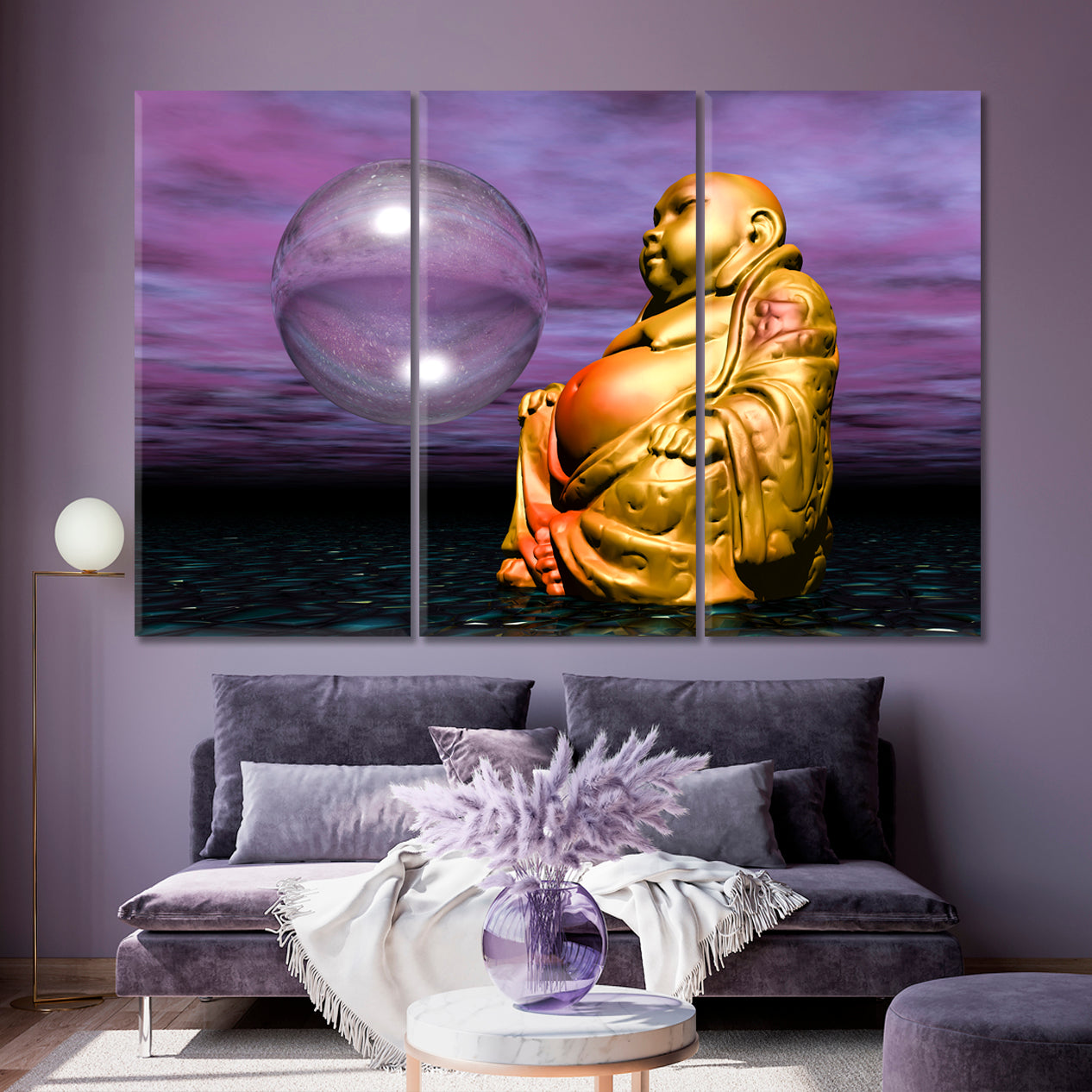 Abstract Buddha Money Magnet Luck Wealth Success Trendy Spiritual Poster Religious Modern Art Artesty 3 panels 36" x 24" 