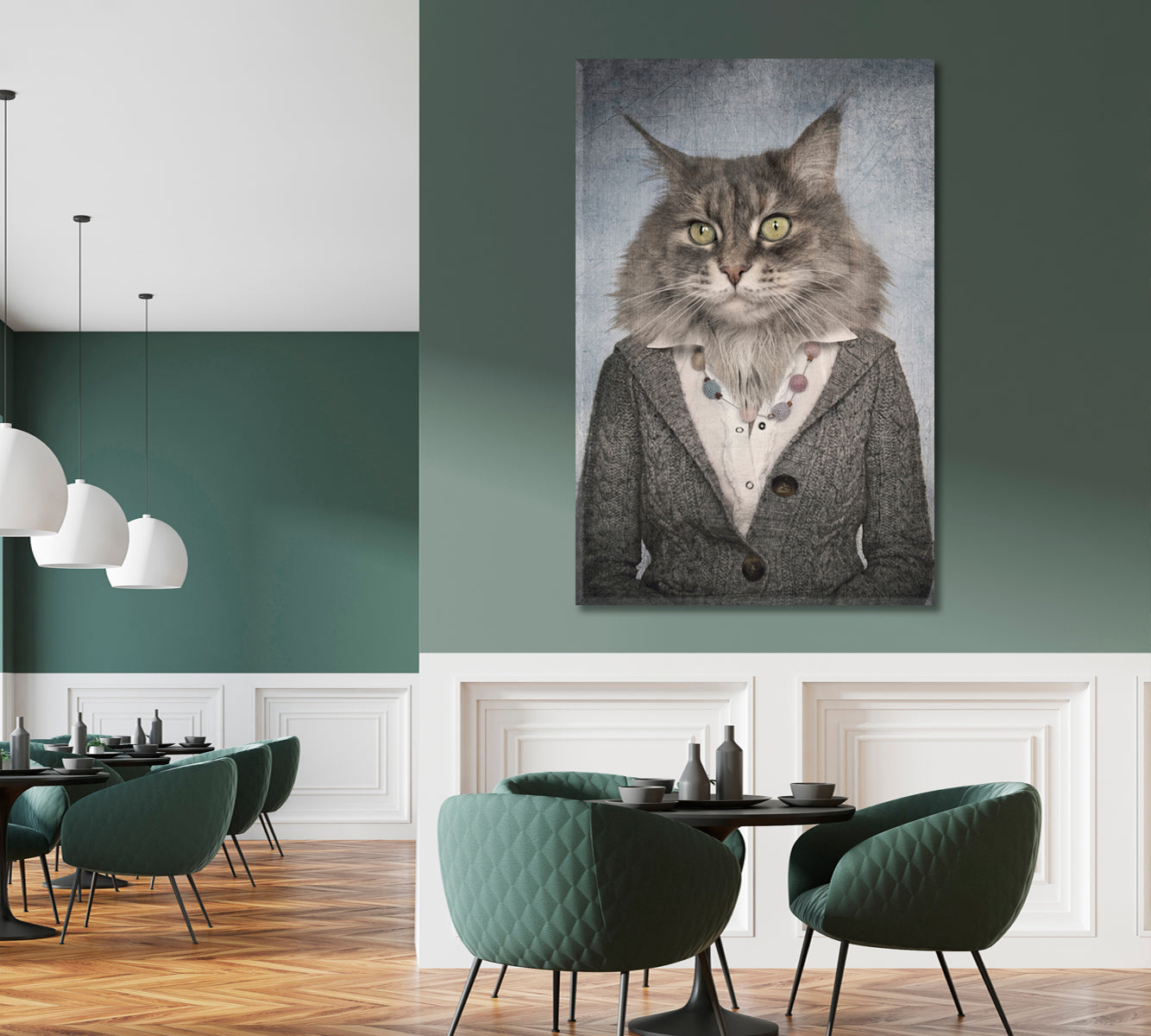 OFFICE CAT Stylish Hipster Animals Trendy Vintage Style Poster Animals Canvas Print Artesty   