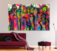 MEETING PEOPLE Modern Abstract Colorful Painting Abstract Art Print Artesty 3 panels 36" x 24" 