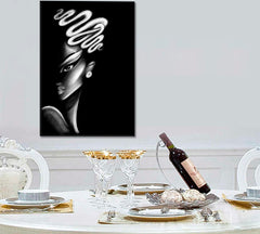 AFRICAN Beautiful Woman Pretty Woman Black & White - Vertical Black and White Wall Art Print Artesty   