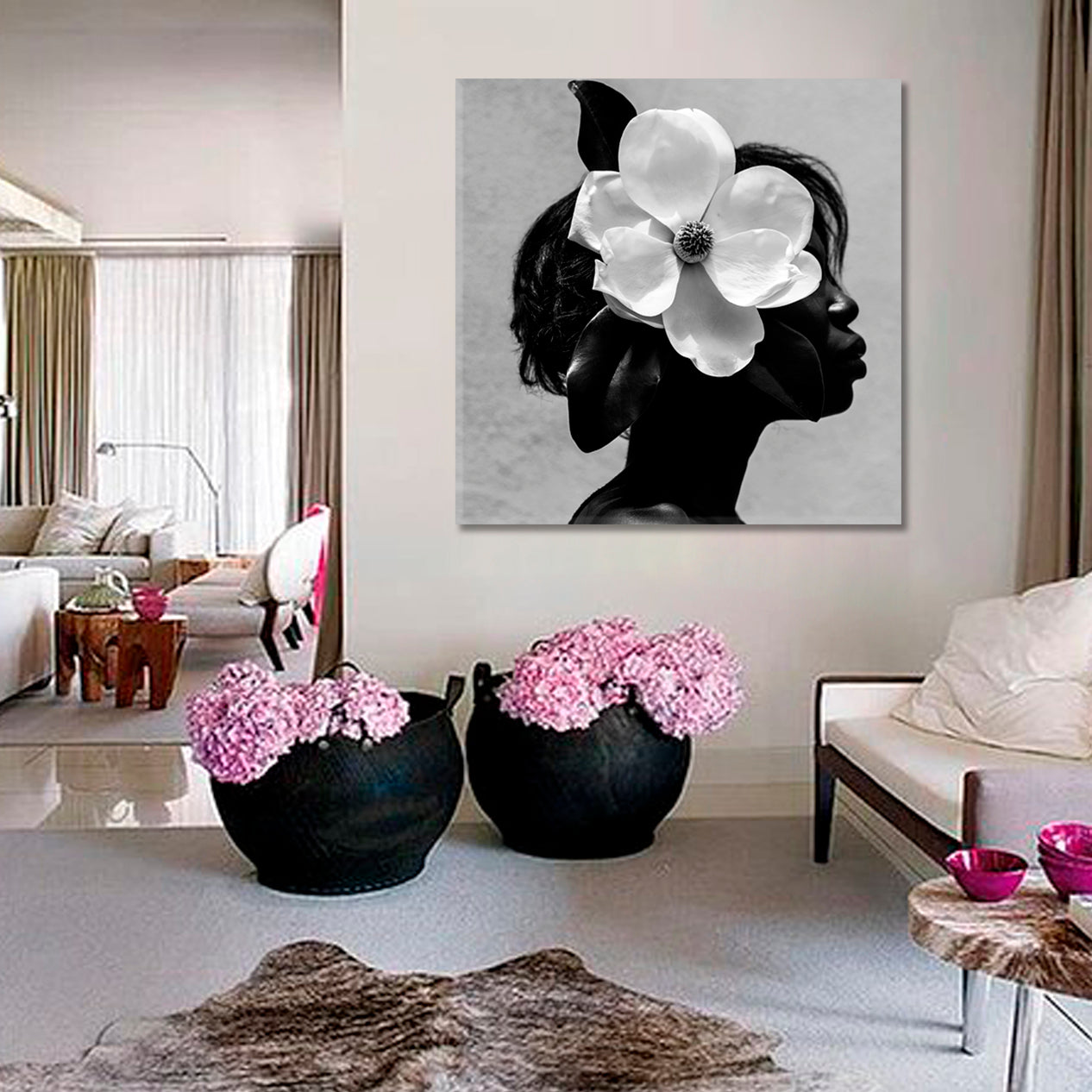 Black Women African American Girl Beauty Contemporary - S Black and White Wall Art Print Artesty   