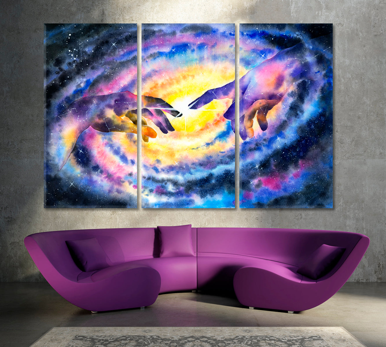 GALAXY Hand of God Creation And Universe Watercolor Artwork Celestial Home Canvas Décor Artesty   