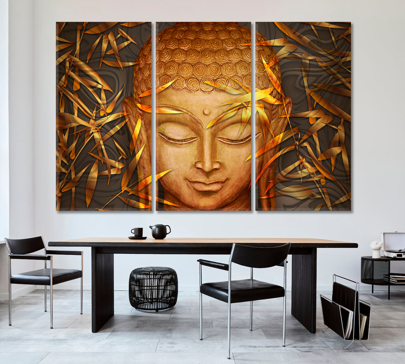 Buddha Bodhisattva Poster Religious Modern Art Artesty 3 panels 36" x 24" 