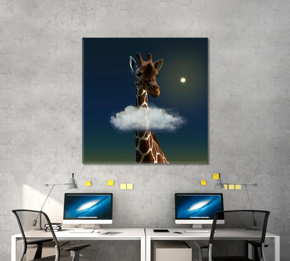 Beautiful Giraffe Fantsy Cloud Painting Animals Canvas Print Artesty   