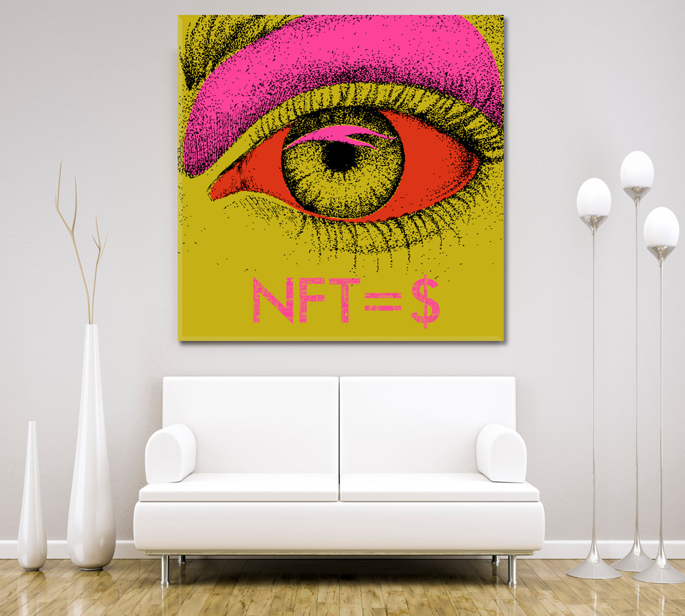 NFT Poster Abstract EYE Mustard Yellow Office Wall Art Canvas Print Artesty   