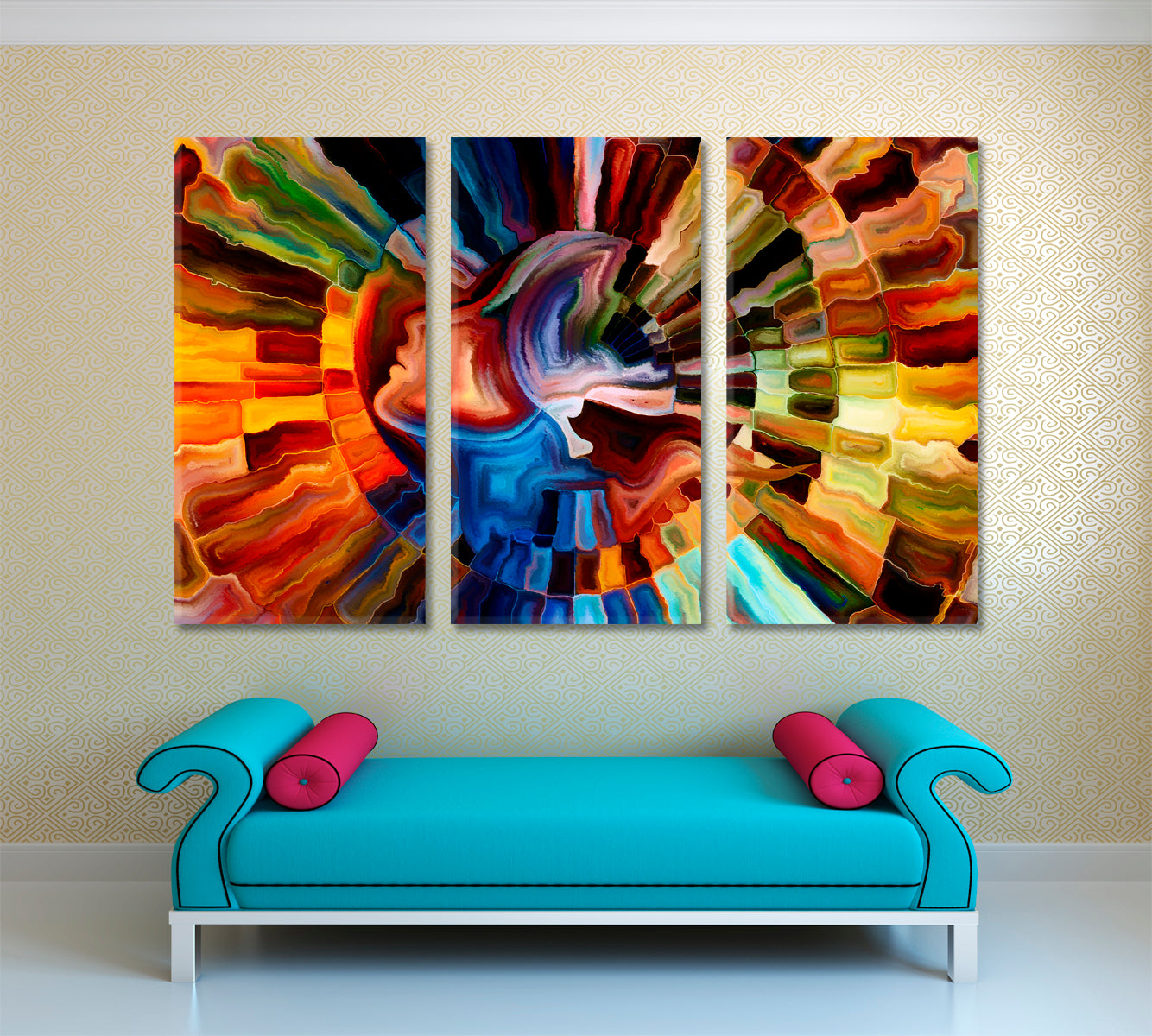 Awareness Philosophical Abstract Allegory Contemporary Art Artesty 3 panels 36" x 24" 