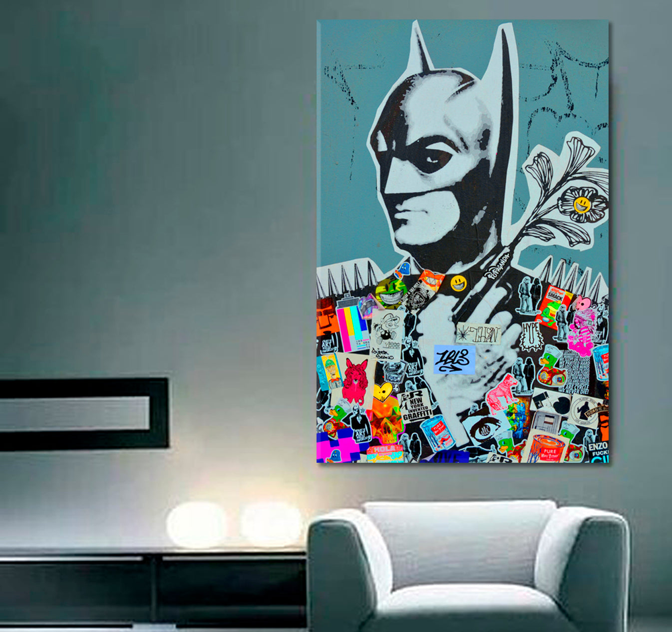 Batman Graffiti Abstract Creativity Street Art Spray Art on the Walls Monreal Canada - Vertical Street Art Canvas Print Artesty   